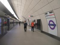 <h4><a href='/locations/T/Tottenham_Court_Road_EL'>Tottenham Court Road [EL]</a></h4><p><small><a href='/companies/E/Elizabeth_Line'>Elizabeth Line</a></small></p><p>Tottenham Court Road, Elizabeth Line westbound platform, looking towards Paddington, on the First Day of Service, Tuesday, 24th May 2022. The platforms here are on a slight curve. 160/189</p><p>24/05/2022<br><small><a href='/contributors/David_Bosher'>David Bosher</a></small></p>