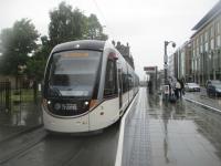 <h4><a href='/locations/S/St_Andrew_Square_Tram'>St Andrew Square [Tram]</a></h4><p><small><a href='/companies/E/Edinburgh_Trams'>Edinburgh Trams</a></small></p><p>Edinburgh Trams no. 266 just arrived from Airport at the temporary city centre terminus at St Andrew Square, in pouring rain at 10.09 on Friday, 17th June 2022. The old terminus at York Place has been abolished, pending completion of the Newhaven extension when a replacement stop across the road at Picardy Place will open. Trams, however, still have to run, empty, down to York Place to reverse and return to the opposite platform before they can take up their next service to Airport. 4/8</p><p>17/06/2022<br><small><a href='/contributors/David_Bosher'>David Bosher</a></small></p>