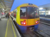 <h4><a href='/locations/R/Richmond'>Richmond</a></h4><p><small><a href='/companies/R/Richmond_Railway'>Richmond Railway</a></small></p><p>378207, with a London Overground service to Stratford, waiting to depart from Richmond at dusk on 23rd February 2019. 40/58</p><p>23/02/2019<br><small><a href='/contributors/David_Bosher'>David Bosher</a></small></p>