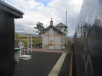 <h4><a href='/locations/C/Corrour'>Corrour</a></h4><p><small><a href='/companies/W/West_Highland_Railway'>West Highland Railway</a></small></p><p>Corrour station, near the summit of the line, looking back south from the ex-12.22 service from Glasgow Queen Street to Mallaig, reversing at Fort William, on Wednesday, 7th September 2022. This is the most isolated station on the West Highland Line with no (public) road access. The old signal box now serves as holiday accommodation and in which somebody has taken up residence. 9/18</p><p>07/09/2022<br><small><a href='/contributors/David_Bosher'>David Bosher</a></small></p>