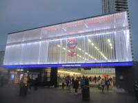 <h4><a href='/locations/T/Tottenham_Hale'>Tottenham Hale</a></h4><p><small><a href='/companies/N/Northern_and_Eastern_Railway'>Northern and Eastern Railway</a></small></p><p>The landmark new entrance to Tottenham Hale station, giving access to National Rail and Stansted Express trains, the Victoria Line and with an improved bus station behind the camera, seen here at dusk on Saturday, 29th October 2022. A vast improvement over the old.  171/189</p><p>29/10/2022<br><small><a href='/contributors/David_Bosher'>David Bosher</a></small></p>