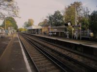 <h4><a href='/locations/W/Westcombe_Park'>Westcombe Park</a></h4><p><small><a href='/companies/G/Greenwich_and_Charlton_Line_South_Eastern_Railway'>Greenwich and Charlton Line (South Eastern Railway)</a></small></p><p>Westcombe Park, on the link line between Greenwich and the North Kent Line at Charlton, looking east on the afternoon of Saturday, 29th October 2022. This station is another that had its original buildings replaced on one side only, in this case on the down platform on the left, resulting in a sadly lopsided appearance. 170/189</p><p>29/10/2022<br><small><a href='/contributors/David_Bosher'>David Bosher</a></small></p>