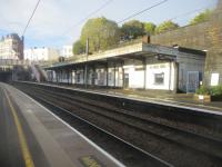 <h4><a href='/locations/K/Kentish_Town'>Kentish Town</a></h4><p><small><a href='/companies/L/London_Extension_Midland_Railway'>London Extension (Midland Railway)</a></small></p><p>The only original platform building at Kentish Town to survive is this on the main southbound platform, seen here looking north on Sunday, 6th November 2022. Some original Midland Railway platform awnings, typical of that company, have been re-sited on the bridge outside the station to form a shelter for an al-fresco coffee bar. See image <a href='/img/77/170/index.html'>77170</a>.  This station is an interchange with the London Underground Northern Line (High Barnet and Mill Hill East branch). 172/189</p><p>06/11/2022<br><small><a href='/contributors/David_Bosher'>David Bosher</a></small></p>