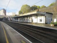 <h4><a href='/locations/K/Kentish_Town'>Kentish Town</a></h4><p><small><a href='/companies/L/London_Extension_Midland_Railway'>London Extension (Midland Railway)</a></small></p><p>The only original platform building at Kentish Town to survive is this on the main southbound platform, seen here looking north on Sunday, 6th November 2022. Some original Midland Railway platform awnings, typical of that company, have been re-sited on the bridge outside the station to form a shelter for an al-fresco coffee bar. See image <a href='/img/77/170/index.html'>77170</a>.  This station is an interchange with the London Underground Northern Line (High Barnet and Mill Hill East branch). 172/189</p><p>06/11/2022<br><small><a href='/contributors/David_Bosher'>David Bosher</a></small></p>