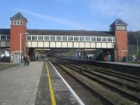 <h4><a href='/locations/B/Bangor'>Bangor</a></h4><p><small><a href='/companies/C/Chester_and_Holyhead_Railway'>Chester and Holyhead Railway</a></small></p><p>Bangor on the North Wales Coast Line, opened 1st May 1848 for the Chester & Holyhead Railway, looking east on 6th April 2019. This was the junction for the line via Caernarfon to Afon Wen where it connected with the Cambrian Coast Line. The line south of Caernarfon to Afon Wen was closed in 1964 but passenger services between Bangor and Caernarfon continued until 1970. Some cynics said that this only stayed open after 1964 to cope with crowds for the investiture of the Prince of Wales at Caernarfon Castle in 1969. After that, local people who'd used the line perhaps felt they didn't matter. 68/75</p><p>06/04/2019<br><small><a href='/contributors/David_Bosher'>David Bosher</a></small></p>