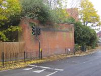 <h4><a href='/locations/P/Palace_Gates_Wood_Green'>Palace Gates Wood Green</a></h4><p><small><a href='/companies/P/Palace_Gates_Branch_Great_Eastern_Railway'>Palace Gates Branch (Great Eastern Railway)</a></small></p><p>North side abutment to former bridge over Park Avenue, London N22, that once carried the Seven Sisters to Palace Gates (Wood Green) branch of the GER, into Palace Gates station (now demolished, its site today a housing estate). This closed to passengers in 1963 and to freight in 1964, seen here on 13th November 2012. 16/51</p><p>13/11/2012<br><small><a href='/contributors/David_Bosher'>David Bosher</a></small></p>
