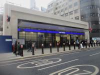 <h4><a href='/locations/B/Bank_C_and_SLR'>Bank [C and SLR]</a></h4><p><small><a href='/companies/C/City_and_South_London_Railway'>City and South London Railway</a></small></p><p>The new entrance to Bank on Cannon St opened on 27th February 2023 and seen here on the following day. The multi-million pounds upgrade of this station, served by the Northern, Central, Waterloo & City and DLR lines, as well as a connection with the District and Circle Lines at Monument, started in 2015 and is now complete. This is now one of the largest Underground stations, a vast and deep catacomb of intersecting lines and passageways, escalators and a new travelator between the Northern and Central Lines.  (For a view of the latter, see my image no. 83754, 3.12.22.) 130/138</p><p>28/02/2023<br><small><a href='/contributors/David_Bosher'>David Bosher</a></small></p>