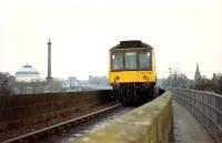 Westbound DMU crossing the River Tay at Perth.<br><br>[Ewan Crawford //1988]