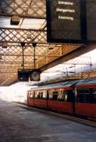 A train for Ayr pauses at Gilmour Street.<br><br>[Ewan Crawford //1988]