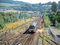 Inverness bound train approaches Perth from the south.<br><br>[Ewan Crawford 13/07/2003]