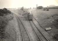 2.6.4.T 42244 passing Merryton Junction on Strathaven-Glasgow train. [Railscot note: the left hand route had been double track.]<br><br>[G H Robin collection by courtesy of the Mitchell Library, Glasgow 09/05/1953]