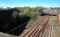 To the east of High Street East Junction looking west. The line to the Barracks mineral yard was to the left, then the High Street signalbox and then the line still present and finally approach lines for the High Street goods yard.<br><br>[Ewan Crawford 05/05/2006]