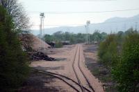 A huge pile of ballast by the recently re-laid sidings in the former Kincardine Powerstation yard.<br><br>[Ewan Crawford 06/05/2006]