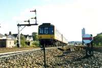 Northbound DMU passing the loops north of Larbert station. Access by kind permission of British Rail.<br><br>[Ewan Crawford //1990]