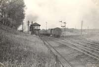 42128 passing Haughhead Junction on Buchanan St - Hamilton train. [Railscot note: this location was originally the terminus of a short colliery branch from Ross Jnct.]<br><br>[G H Robin collection by courtesy of the Mitchell Library, Glasgow 05/06/1953]