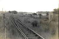 Looking south towards Strathaven at Whiteshawgate Junction in July 1953. To the left is the route for Strathaven Central and right for Strathaven (Old) renamed Flemington goods yard.<br><br>[G H Robin collection by courtesy of the Mitchell Library, Glasgow 07/07/1953]