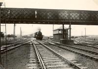 Glasgow - Aberdeen express passing Bridge of Dun Junction. 5P 4.6.0 45465.<br><br>[G H Robin collection by courtesy of the Mitchell Library, Glasgow 15/08/1953]