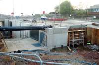 New locks under construction at Port Dundas to link the Spiers Wharf Basin to the Pinkston Basin. The canal was owned by the Caledonian Railway<br><br>[Ewan Crawford 11/05/2006]