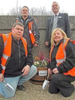 Clockwise from bottom left are David Steele, Allan Maliska, ScotRail's Cardonald station team manager Christopher McLaren, and Janette McClumpha. [See adjacent news item]<br>
<br><br>[ScotRail 15/03/2012]