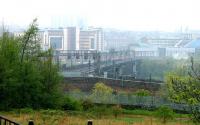 Looking north across the Tyne through the early morning mist hanging over the river on Sunday 7 May 2006. In the foreground is King Edward Bridge East Junction and just off to the right was the entrance to Gateshead shed.<br><br>[John Furnevel 07/05/2006]