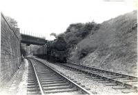 44850 leaving original tunnel on Sunday Wemyss Bay - Glasgow train. Cartsburn Twin Tunnels.<br><br>[G H Robin collection by courtesy of the Mitchell Library, Glasgow 11/08/1963]