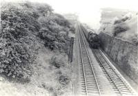 42057 approaching east end on Sunday Glasgow - Wemyss Bay train. Cartsburn Twin Tunnels.<br><br>[G H Robin collection by courtesy of the Mitchell Library, Glasgow 11/08/1963]