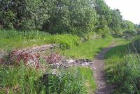 Overgrown platform remains at the former Plains station looking east in June 2006.<br><br>[John Furnevel 02/06/2006]