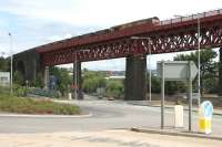 Looking northeast at Jamestown viaduct in June 2006 with a southbound coal train crossing. In front of the viaduct to the left is the entrance to Ferry Toll Park and Ride.<br><br>[John Furnevel 20/06/2006]