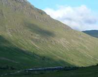 Fort William - Glasgow Sprinter on the Horseshoe Curve nearing County March Summit.<br><br>[Ewan Crawford 01/07/2006]