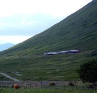 Fort William - Glasgow Sprinter about to enter the Horseshoe Curve nearing County.<br><br>[Ewan Crawford 01/07/2006]