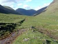 Reversing spur on one of the temporary way railways used in the construction of the West Highland Railway on the Horseshoe Curve.<br><br>[Ewan Crawford 01/07/2006]