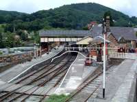 The restored Llangollen station looking west in July 2006. [See image 32118]<br><br>[Ewan Crawford 10/07/2006]