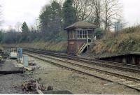 The old signal box at Woldingham photographed from the platform in the early 1980s.<br><br>[Ian Dinmore //]
