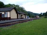 Welshpool Raven Square looking west. Today this is the eastern terminus of the line which used to continue two further stop east through the town to reach the mainline station.<br><br>[Ewan Crawford 10/07/2006]