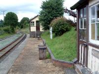 Castle Caereinion looks for all the world like it has two signalboxes. But the building to the right is the waiting room. View looks east.<br><br>[Ewan Crawford 10/07/2006]