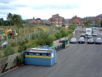 Looking south to Oswestry station from the footbridge to the Cambrian Railways works.<br><br>[Ewan Crawford 10/07/2006]